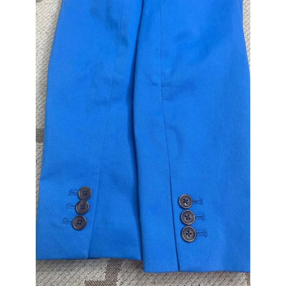 J.Crew Girlfriend Chino Blazer Blue One Button Tailored Stretch Cotton Size 6